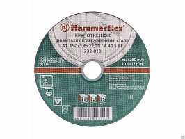 Круг абразивный отрезной Hammer Flex 232-018 мет+нерж 41 150х1,6х22 A40 S